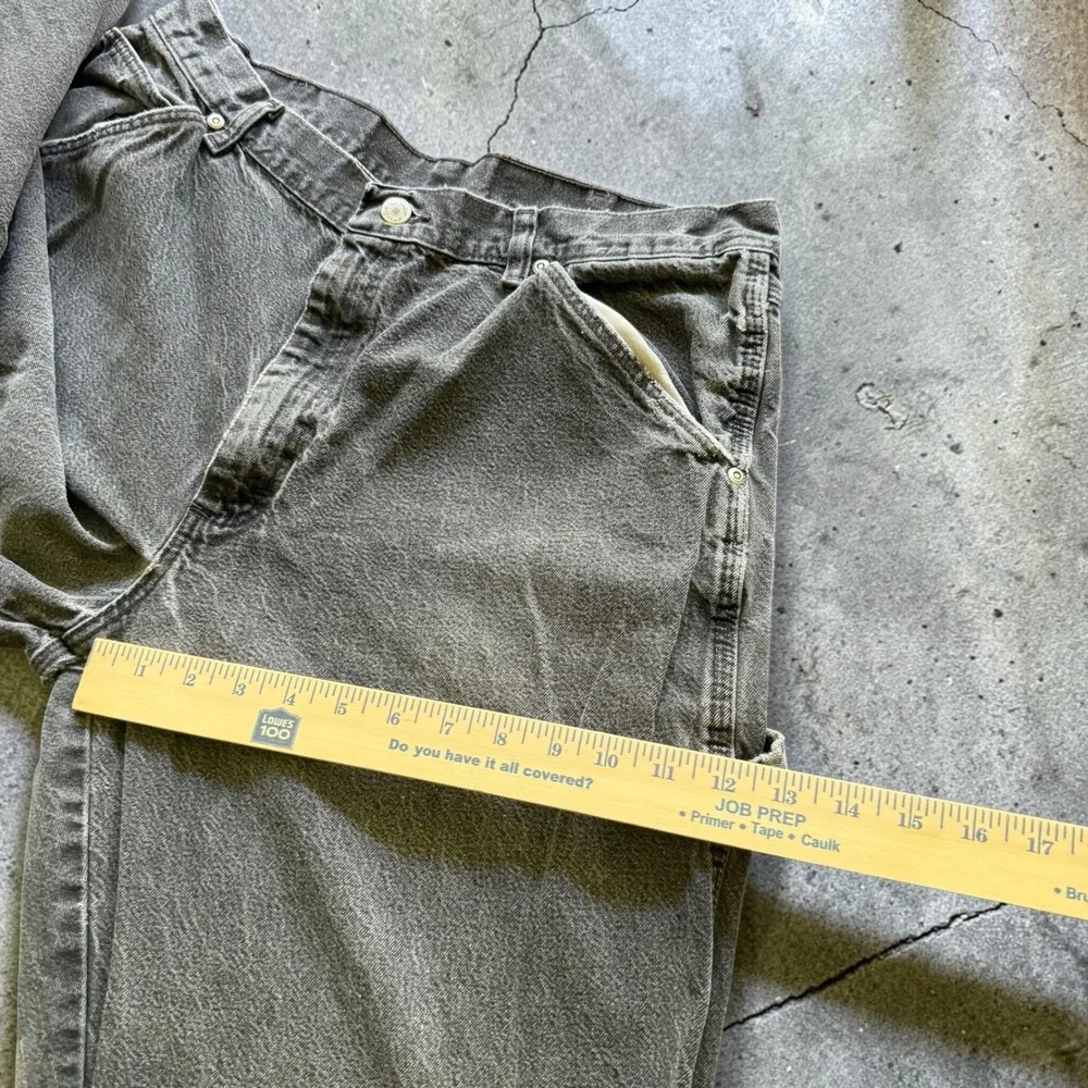 NRG Jeans Co Mens Gray Carpenter Pants Distressed Denim Utility Workwear 34x32